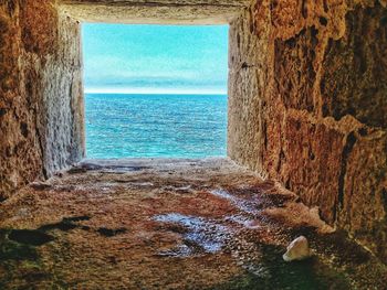 Close-up of window on beach