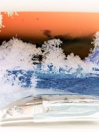 Close-up of water splashing in car