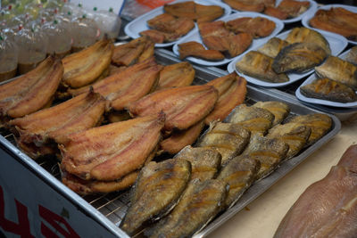 High angle view of fish for sale