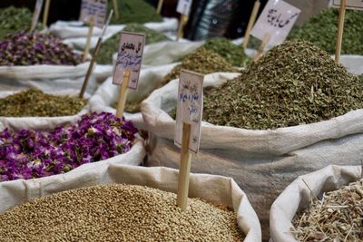 Vegetables for sale at market stall