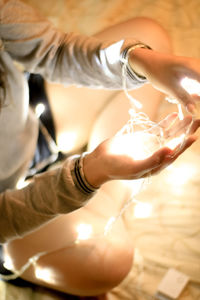 Close-up of woman holding hands