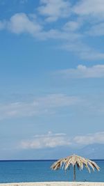 Scenic view of calm sea against cloudy sky