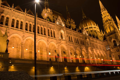 View of illuminated city at night