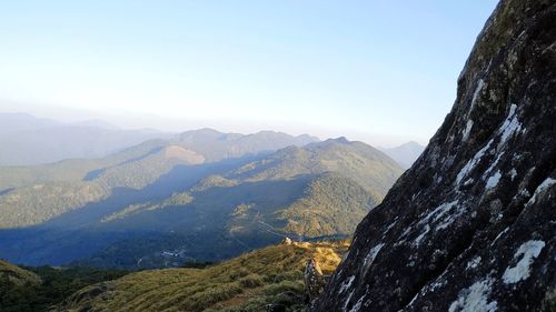 Scenic view of mountains against clear sky