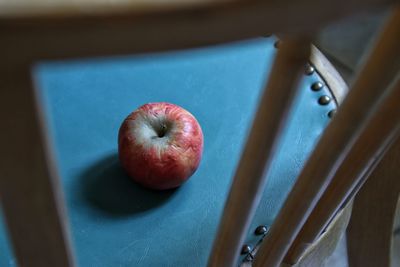 High angle view of apple on table