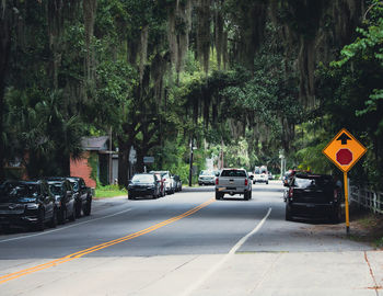 Cars on road in city