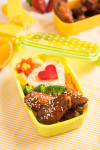 Close-up of dessert in plate on table