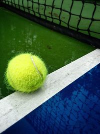 High angle view of yellow balls on ball