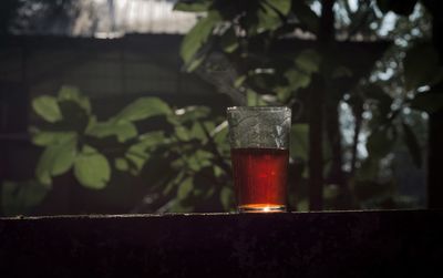 Close-up of beer glass