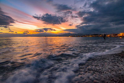 Scenic view of sea against sky during sunset