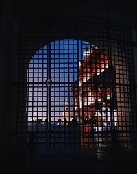 Low angle view of illuminated window in building