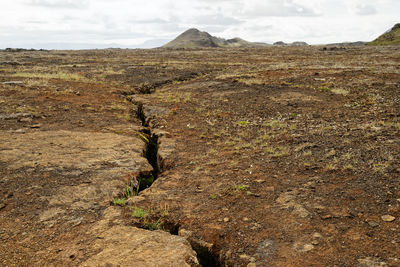 Scenic view of land against sky