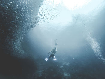 Woman swimming in sea