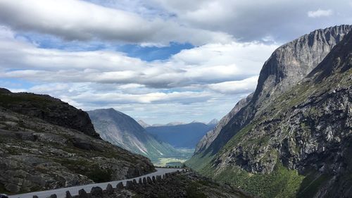 Panoramic view of mountains against sky