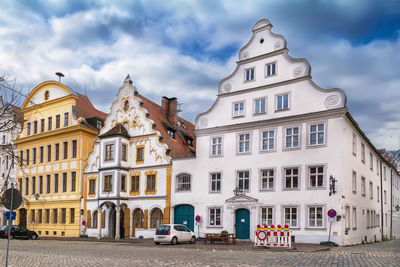 Historical houses on karlsplatz square in neuburg an der donau, germany