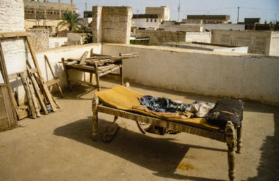 Bed on a roof top