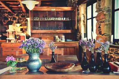 Close-up of flowers in vase on table