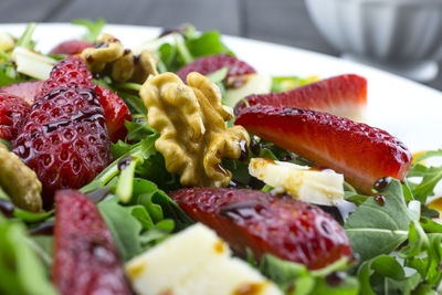 Close-up of served food in plate