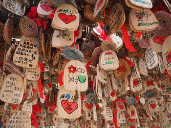 Full frame shot of heart shape for sale in market