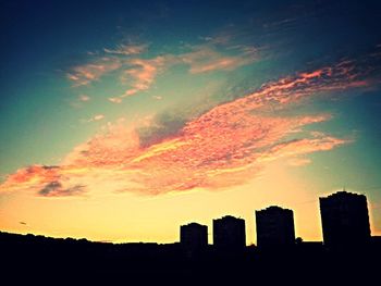 View of buildings at sunset