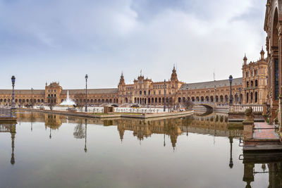 Plaza de espana  was built in seville, spain, in 1928 for ibero-american exposition