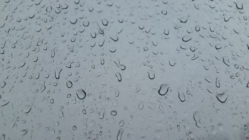 Full frame shot of raindrops on glass window