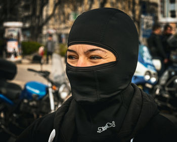 Portrait of woman wearing mask