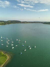 High angle view of sea against sky