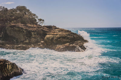 Scenic view of sea against clear sky