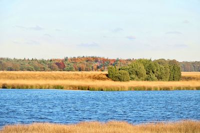 Scenic view of lake against sky