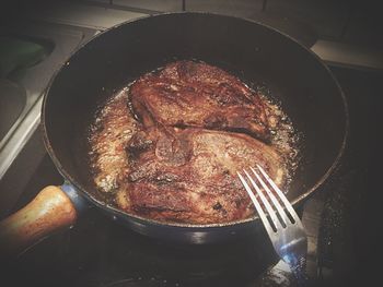 Close-up overhead view of food