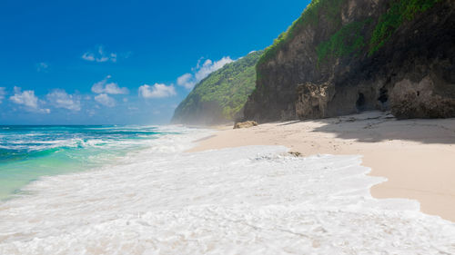 Scenic view of beach against sky