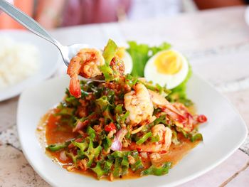 Close-up of food served in plate