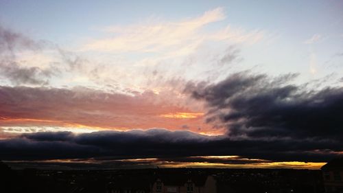 Aerial view of dramatic sky during sunset