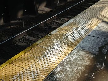 High angle view of railroad station platform