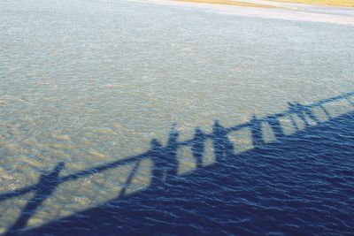 High angle view of shadow on snow