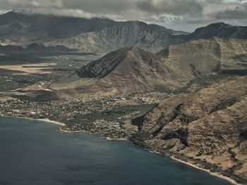 Aerial view of mountain against sky