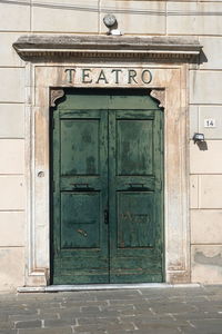 Closed door of old building