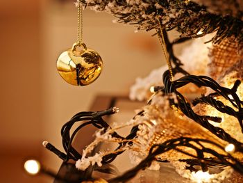 Close-up of christmas decoration hanging on tree