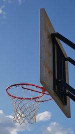 Low angle view of basketball hoop against clear sky