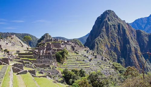 Old ruins on mountain against sky