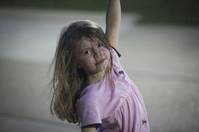 Portrait of cute playful girl