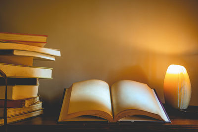 Close-up of books on table