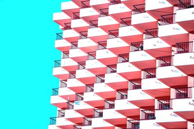 Pink balconies and blue sky