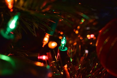 Illuminated christmas tree at night