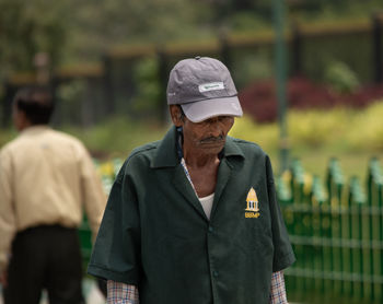 Rear view of man standing outdoors