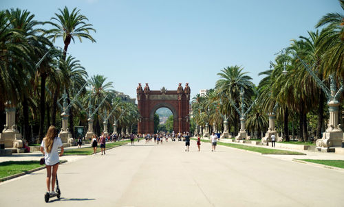 Group of people in front of historical building