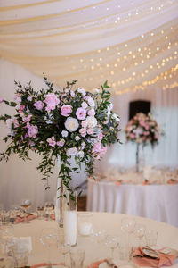 Flower vase on table