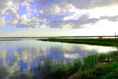 Scenic view of lake against sky