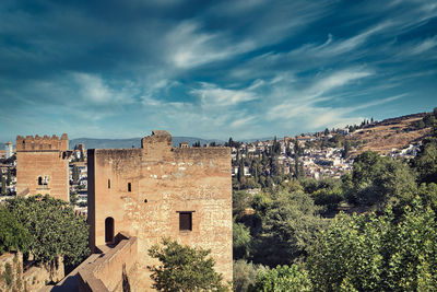View of the outer ramparts of the alhambra castle, a remnant of the arab presence in spain. 